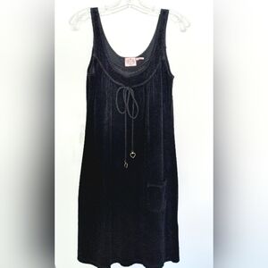JUICY COUTURE Y2K Era Black Terry Swim Cover-up Mini Dress Size Small, Pockets